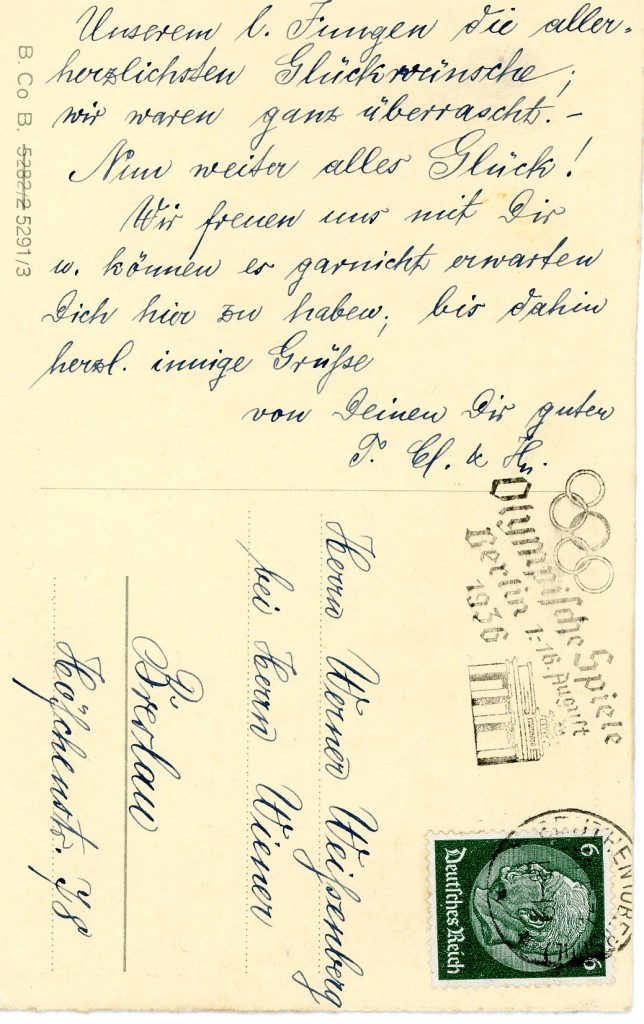 1937 postcard from Clara and Hedel - reverse